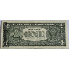 UNITED STATES OF AMERICA 1988 . ONE 1 DOLLAR BANKNOTE . ERROR . WET INK TRANSFER